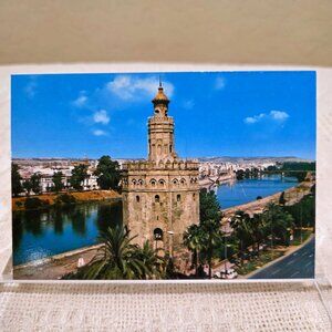 Vintage Sevilla The Golden Tower Guadalquivir Coleccion Triana Spain Postcard Un